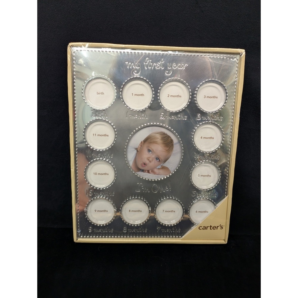 Carter's Photo Smiley Happy Frame 1 Year Of Baby's Life 12 Month NOS Silver Gift